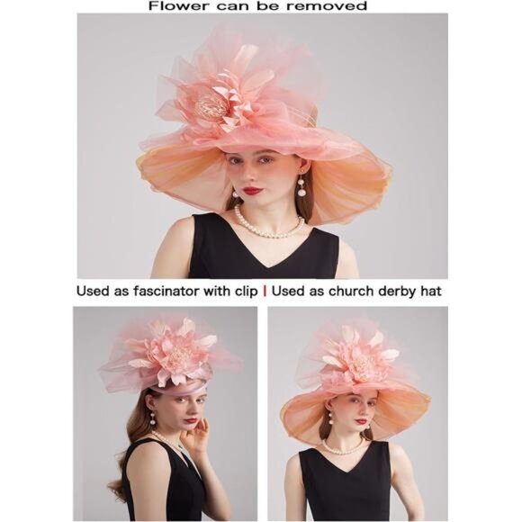 Women's Kentucky Derby Church Dress Hat 01-lightpink - Picture 2 of 7